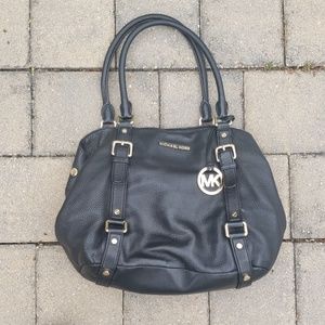 Michael Kors Black Shoulder Bag with Gold Buckles